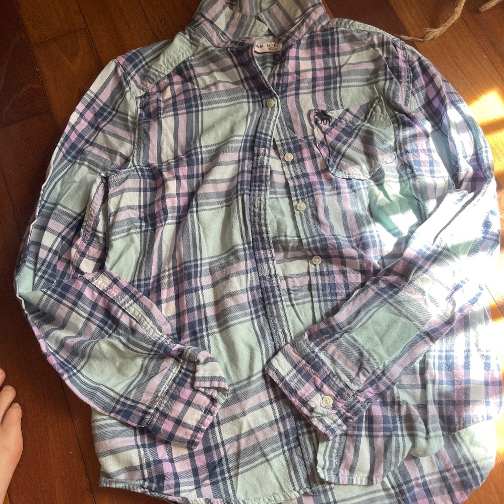 Abercrombie kids flannel button down shirt